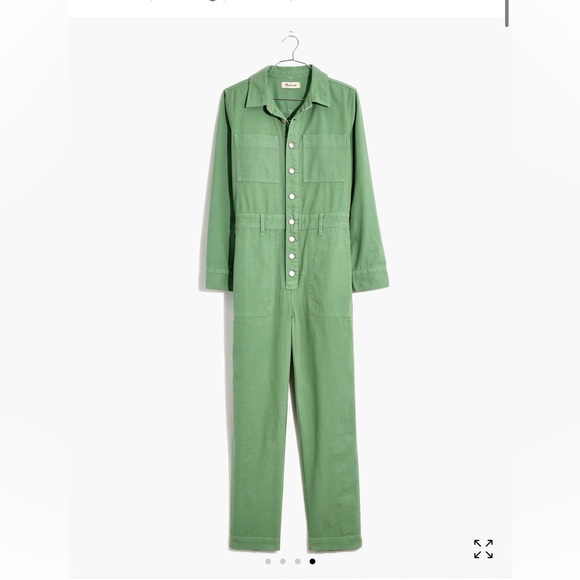 MADEWELL Garment-Dyed Relaxed Coverall Jumpsuit in Pale Evergreen Size XXS NWT - Picture 1 of 8